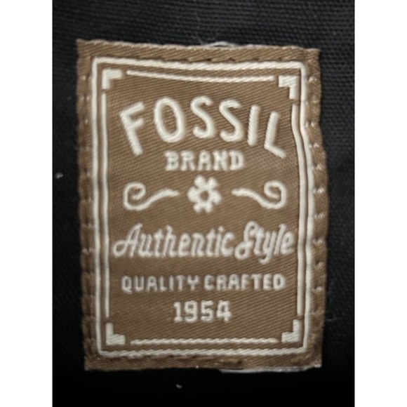 Fossil Black Canvas Suede Feel Shoulder Bag Decorative Buckle Strap ZB9514 - Picture 8 of 9